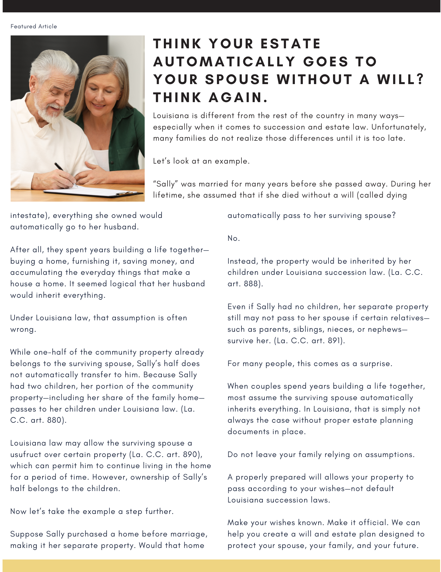 Think your estate automatically goes to your spouse without a will?